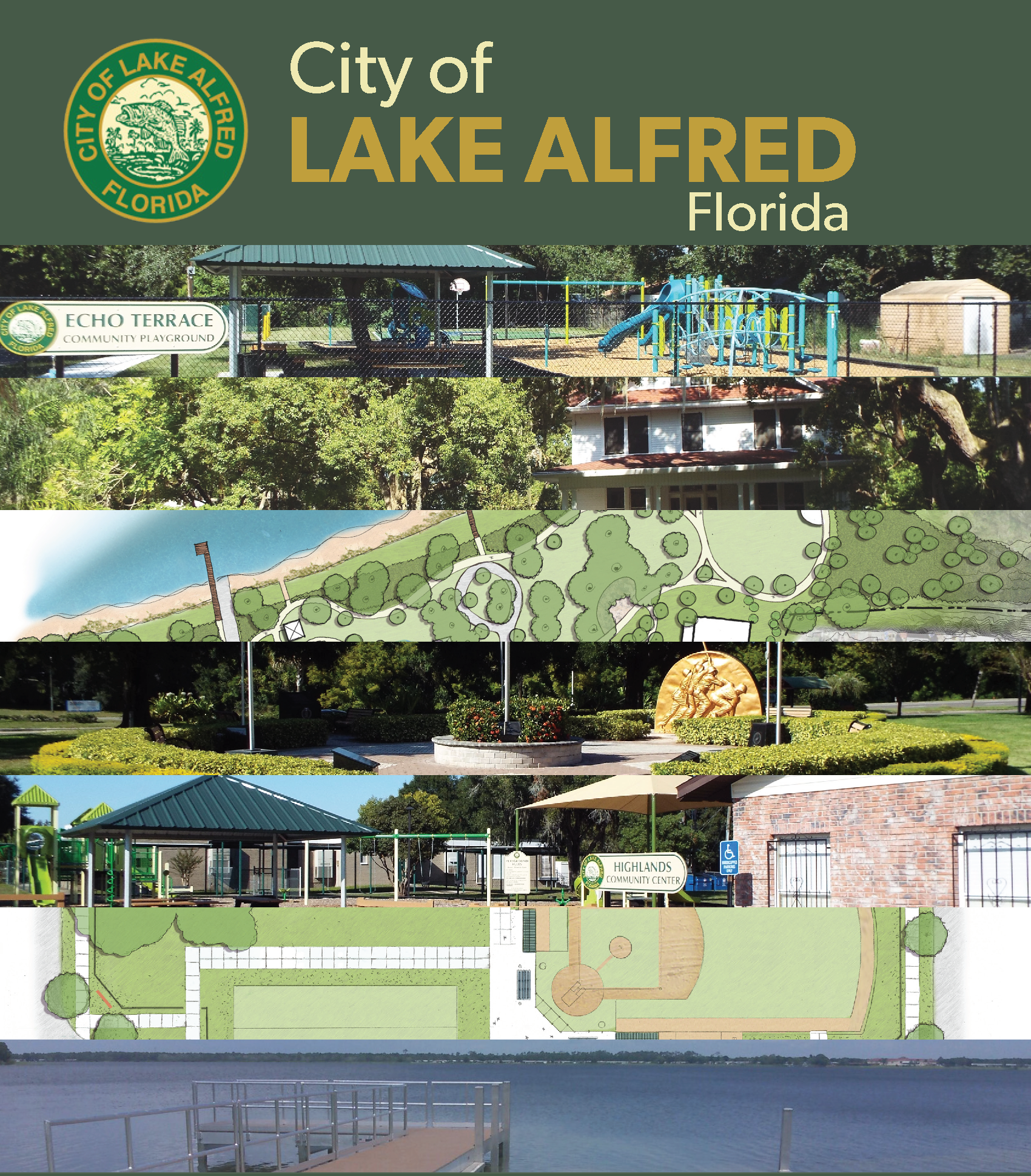 An image of a collage of different parks throughout Lake Alfred